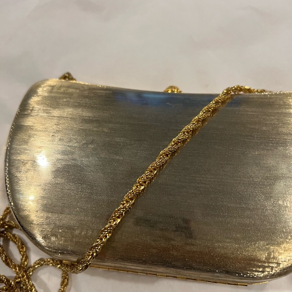 Vintage  Italy made Gold and Silver Metallic Clutch - Picture 9 of 16